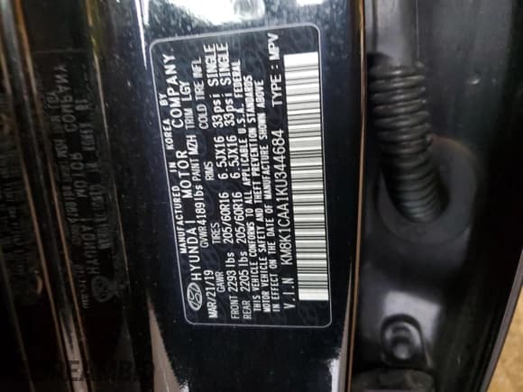 ✅ 2019 Hyundai Kona SE • VIN: KM8K1CAA1KU344684 • Лот: 67268103. Опубликован ранее на Copart с пробегом 56 824 миль. Бесплатный доступ к архиву аукционных продаж из США и подробный отчёт об истории автомобиля на DreamBid. Изображение 13.