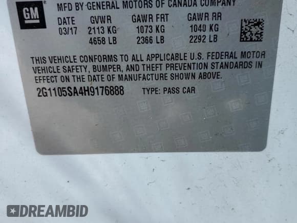 ✅ 2017 Chevrolet Impala LT • VIN: 2G1105SA4H9176888 • Лот: 74896244. Опубликован ранее на Copart с пробегом 117 298 миль. Бесплатный доступ к архиву аукционных продаж из США и подробный отчёт об истории автомобиля на DreamBid. Изображение 12.