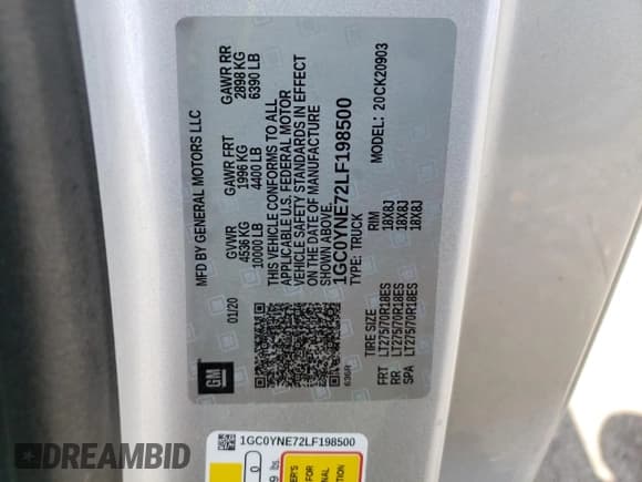 ✅ 2020 Chevrolet Silverado 2500HD • VIN: 1GC0YNE72LF198500 • Lot: 50982505. Wystawiony na Copart z przebiegiem 66 369 mil. Bezpłatny archiwum sprzedaży aukcyjnych z USA i szczegółowy raport historii pojazdu na DreamBid. Zdjęcie 12.
