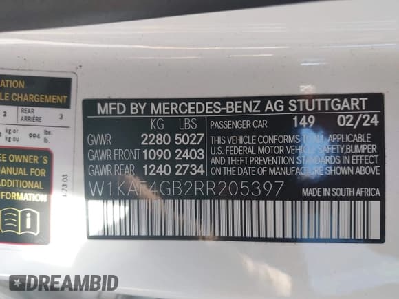 ✅ 2024 Mercedes-Benz C 300 • VIN: W1KAF4GB2RR205397 • Lot: 43450668. Wystawiony na IAAI z przebiegiem 11 347 mil. Bezpłatny archiwum sprzedaży aukcyjnych z USA i szczegółowy raport historii pojazdu na DreamBid. Zdjęcie 9.