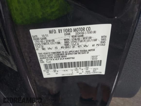 ✅ 2012 Ford F-150 XL • VIN: 1FTFX1EF3CFA45752 • Лот: 42488331. Опубликован ранее на IAAI с пробегом 148 367 миль. Бесплатный доступ к архиву аукционных продаж из США и подробный отчёт об истории автомобиля на DreamBid. Изображение 9.