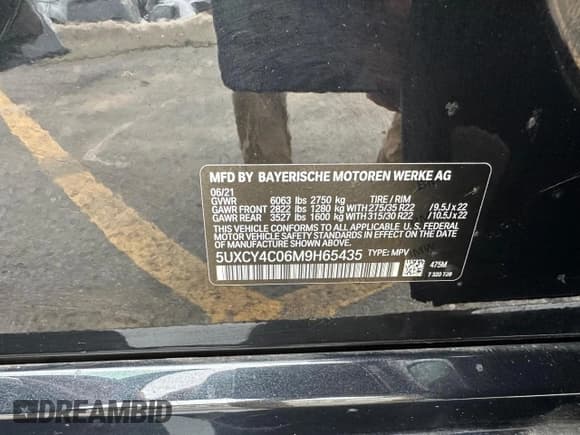 ✅ 2021 BMW X6 sDrive40i • VIN: 5UXCY4C06M9H65435 • Lot: 62893125. Wystawiony na Copart z przebiegiem 39 252 mil. Bezpłatny archiwum sprzedaży aukcyjnych z USA i szczegółowy raport historii pojazdu na DreamBid. Zdjęcie 10.
