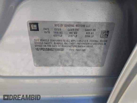 ✅ 2016 Chevrolet Cruze LTZ • VIN: 1G1PG5SB8G7198603 • Лот: 43718143. Опубликован ранее на IAAI с пробегом 161 191 миль. Бесплатный доступ к архиву аукционных продаж из США и подробный отчёт об истории автомобиля на DreamBid. Изображение 9.