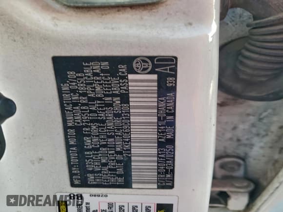 ✅ 2009 Toyota Matrix S • VIN: 2T1KE40E69C013108 • Лот: 92068895. Опубликован ранее на Copart с пробегом 597 426 миль. Бесплатный доступ к архиву аукционных продаж из США и подробный отчёт об истории автомобиля на DreamBid. Изображение 12.