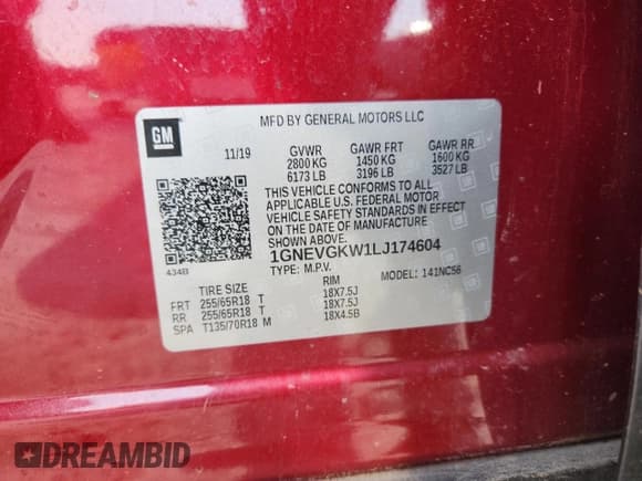 ✅ 2020 Chevrolet Traverse LT Cloth • VIN: 1GNEVGKW1LJ174604 • Lot: 71879985. Wystawiony na Copart z przebiegiem 66 881 mil. Bezpłatny archiwum sprzedaży aukcyjnych z USA i szczegółowy raport historii pojazdu na DreamBid. Zdjęcie 13.