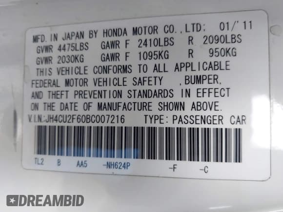 ✅ 2011 Acura TSX • VIN: JH4CU2F60BC007216 • Лот: 43919625. Опубликован ранее на IAAI с пробегом 218 981 миль. Бесплатный доступ к архиву аукционных продаж из США и подробный отчёт об истории автомобиля на DreamBid. Изображение 9.