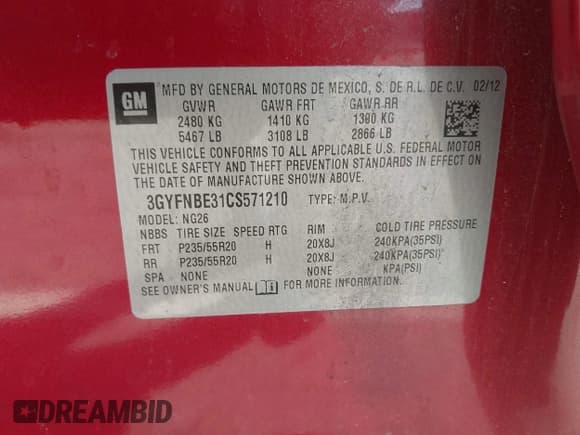 ✅ 2012 Cadillac SRX Performance Collection • VIN: 3GYFNBE31CS571210 • Lot: 43251543. Listed on IAAI with 186,568 mi. Free auction sales archive from the USA and detailed vehicle history report at DreamBid. Image 9.