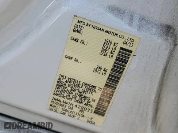 2015 Nissan Altima S с VIN 1N4AL3AP1FC428035, выставлен на аукционе Copart как лот 71306845 с пробегом 118 773 миль миль и Чистый • Clean title. История ставок и продаж доступна на DreamBid. Изображение 12.