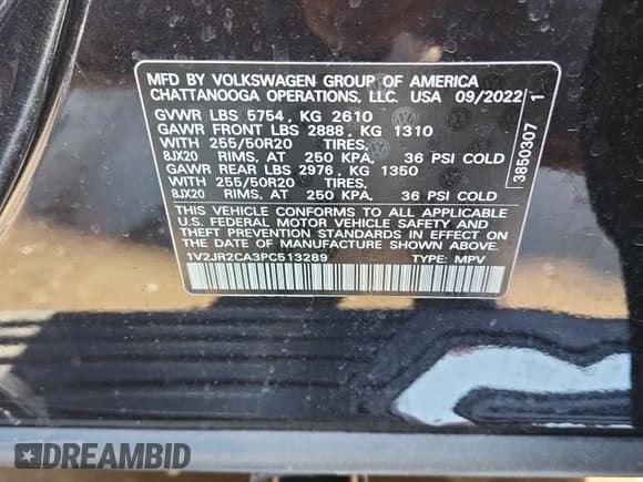 ✅ 2023 Volkswagen Atlas SE • VIN: 1V2JR2CA3PC513289 • Lot: 85411155. Wystawiony na Copart z przebiegiem 33 171 mil. Bezpłatny archiwum sprzedaży aukcyjnych z USA i szczegółowy raport historii pojazdu na DreamBid. Zdjęcie 14.