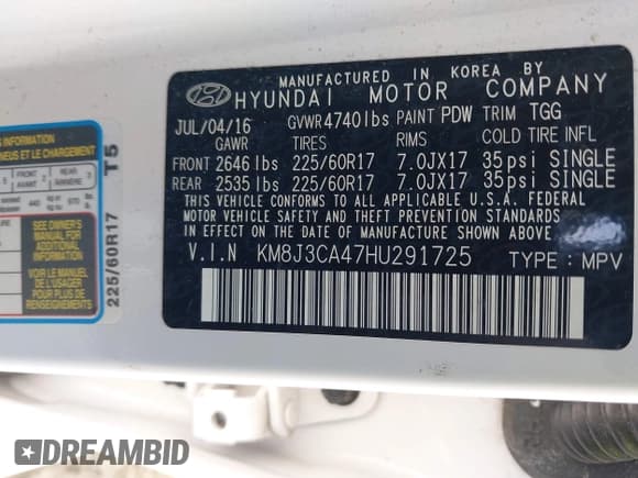 ✅ 2017 Hyundai Tucson SE • VIN: KM8J3CA47HU291725 • Лот: 43228174. Опубликован ранее на IAAI с пробегом 79 025 миль. Бесплатный доступ к архиву аукционных продаж из США и подробный отчёт об истории автомобиля на DreamBid. Изображение 9.