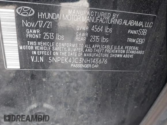 ✅ 2022 Hyundai Sonata N Line Night Edition • VIN: 5NPEK4JC3NH146676 • Lot: 43614671. Listed on IAAI with 67,878 mi. Free auction sales archive from the USA and detailed vehicle history report at DreamBid. Image 9.