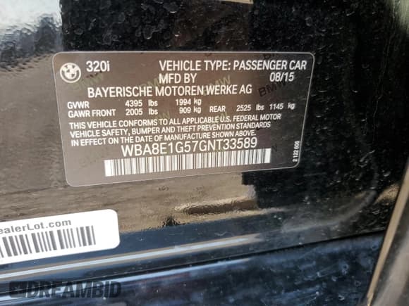 ✅ 2016 BMW 3 Series 320i • VIN: WBA8E1G57GNT33589 • Лот: 90409445. Опубликован ранее на Copart с пробегом 73 909 миль. Бесплатный доступ к архиву аукционных продаж из США и подробный отчёт об истории автомобиля на DreamBid. Изображение 12.