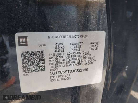 2018 Chevrolet Malibu LS с VIN 1G1ZC5ST3JF222350, выставлен на аукционе IAAI как лот 42963574 с пробегом 51 703 миль миль и . История ставок и продаж доступна на DreamBid. Изображение 9.