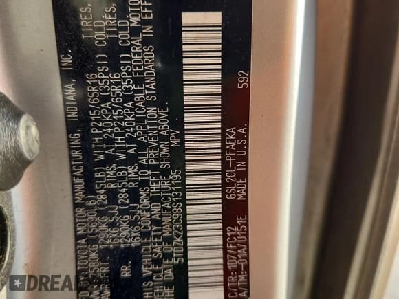 ✅ 2008 Toyota Sienna CE • VIN: 5TDZK23C98S131195 • Lot: 92622705. Listed on Copart with 147,901 mi. Free auction sales archive from the USA and detailed vehicle history report at DreamBid. Image 13.