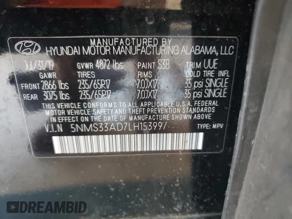 ✅ 2020 Hyundai Santa Fe SEL • VIN: 5NMS33AD7LH153997 • Lot: 59725833. Wystawiony na Copart z przebiegiem 53 239 mil. Bezpłatny archiwum sprzedaży aukcyjnych z USA i szczegółowy raport historii pojazdu na DreamBid. Zdjęcie 16.