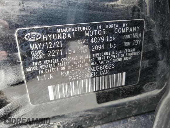 ✅ 2021 Hyundai Ioniq SE • VIN: KMHC75LC6MU260523 • Lot: 70089714. Wystawiony na Copart z przebiegiem 82 796 mil. Bezpłatny archiwum sprzedaży aukcyjnych z USA i szczegółowy raport historii pojazdu na DreamBid. Zdjęcie 13.