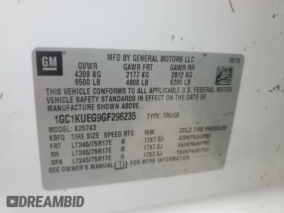 ✅ 2016 Chevrolet Silverado 2500HD Work Truck • VIN: 1GC1KUEG9GF296235 • Лот: 74237344. Опубликован ранее на Copart с пробегом Не указан. Бесплатный доступ к архиву аукционных продаж из США и подробный отчёт об истории автомобиля на DreamBid. Изображение 13.