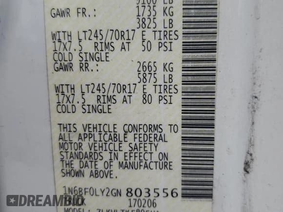 ✅ 2016 Nissan NV Cargo SV • VIN: 1N6BF0LY2GN803556 • Lot: 69487845. Listed on Copart with 153,956 mi. Free auction sales archive from the USA and detailed vehicle history report at DreamBid. Image 13.