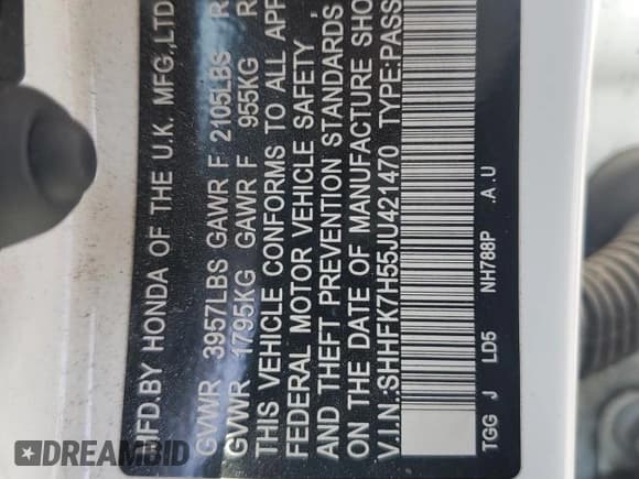 ✅ 2018 Honda Civic EX • VIN: SHHFK7H55JU421470 • Lot: 89736725. Wystawiony na Copart z przebiegiem 81 758 mil. Bezpłatny archiwum sprzedaży aukcyjnych z USA i szczegółowy raport historii pojazdu na DreamBid. Zdjęcie 12.