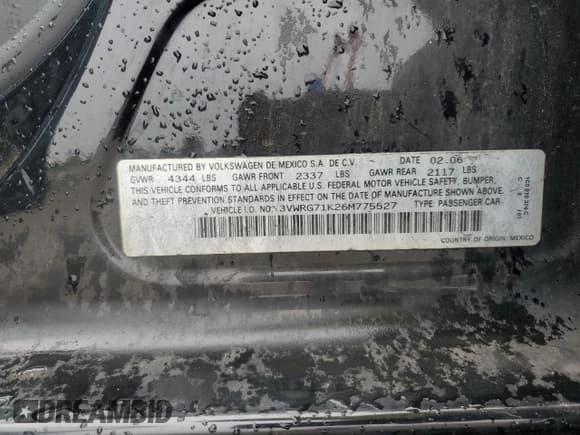 ✅ 2006 Volkswagen Jetta 2.5L • VIN: 3VWRG71K26M775527 • Лот: 81575495. Опубликован ранее на Copart с пробегом 156 697 миль. Бесплатный доступ к архиву аукционных продаж из США и подробный отчёт об истории автомобиля на DreamBid. Изображение 12.