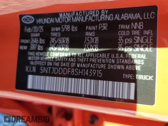 2025 Hyundai Santa Cruz XRT z VIN 5NTJDDDF8SH143915, wystawiony jako Copart lot #83978745 z przebiegiem 6 558 mil mil oraz Szkoda całkowita • Salvage title. Historia ofert i sprzedaży dostępna na DreamBid. Obrazek 12.