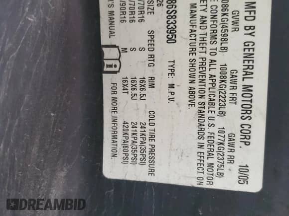 2006 Saturn VUE z VIN 5GZCZ33D86S833950, wystawiony jako Copart lot #83457154 z przebiegiem 258 490 mil mil oraz Szkoda całkowita • Salvage title. Historia ofert i sprzedaży dostępna na DreamBid. Obrazek 13.