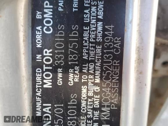 2002 Hyundai Accent GL z VIN KMHCG45C52U313944, wystawiony jako Copart lot #82922304 z przebiegiem 190 208 mil mil oraz Nie do naprawy • Non repairable. Historia ofert i sprzedaży dostępna na DreamBid. Obrazek 12.