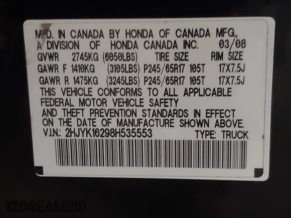 ✅ 2008 Honda Ridgeline RT • VIN: 2HJYK16298H535553 • Лот: 43029594. Опубликован ранее на IAAI с пробегом 207 436 миль. Бесплатный доступ к архиву аукционных продаж из США и подробный отчёт об истории автомобиля на DreamBid. Изображение 9.