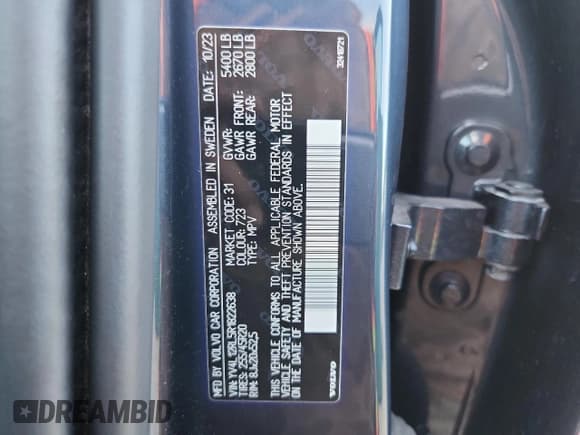 ✅ 2024 Volvo XC60 Plus Dark Theme • VIN: YV4L12RL5R1822638 • Lot: 82151355. Listed on Copart with 60,393 mi. Free auction sales archive from the USA and detailed vehicle history report at DreamBid. Image 13.