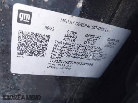 ✅ 2023 Chevrolet Malibu LT • VIN: 1G1ZD5ST2PF238805 • Лот: 43428609. Размещён на IAAI с пробегом 39 196 миль миль. Получите бесплатный доступ к архиву аукционных продаж из США и посмотрите подробный отчёт об истории автомобиля на DreamBid. Изображение 9.