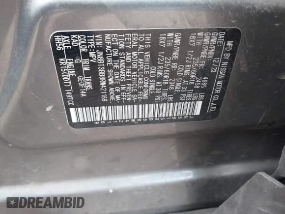 ✅ 2024 Nissan Rogue SV • VIN: JN8BT3BB8RW421169 • Lot: 43576058. Listed on IAAI with 45,480 mi. Free auction sales archive from the USA and detailed vehicle history report at DreamBid. Image 9.