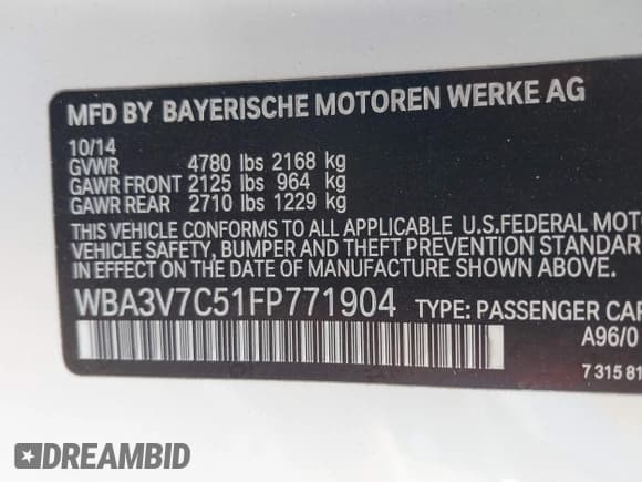✅ 2015 BMW 4 Series 428i • VIN: WBA3V7C51FP771904 • Лот: 42316801. Опубликован ранее на IAAI с пробегом 93 391 миль. Бесплатный доступ к архиву аукционных продаж из США и подробный отчёт об истории автомобиля на DreamBid. Изображение 9.