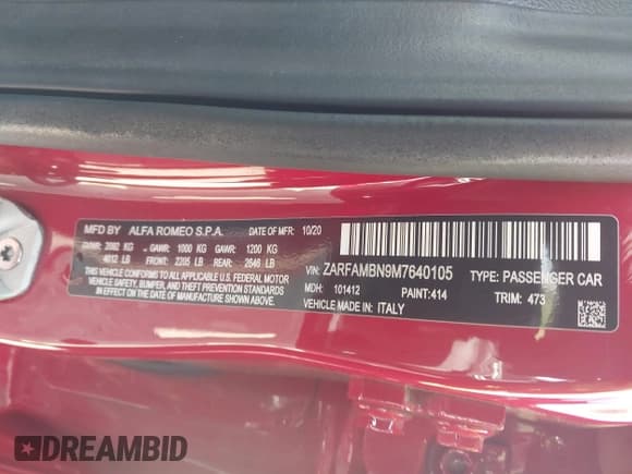 ✅ 2021 Alfa Romeo Giulia Ti • VIN: ZARFAMBN9M7640105 • Lot: 43119984. Wystawiony na IAAI z przebiegiem 53 893 mil. Bezpłatny archiwum sprzedaży aukcyjnych z USA i szczegółowy raport historii pojazdu na DreamBid. Zdjęcie 9.