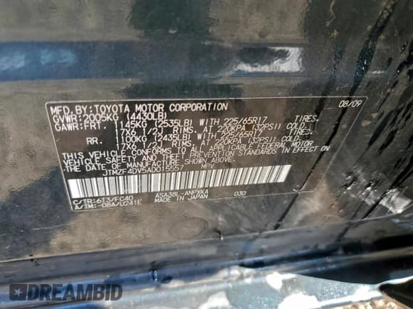 ✅ 2010 Toyota RAV4 • VIN: JTMZF4DV5AD015557 • Lot: 95031055. Wystawiony na Copart z przebiegiem 177 018 mil. Bezpłatny archiwum sprzedaży aukcyjnych z USA i szczegółowy raport historii pojazdu na DreamBid. Zdjęcie 13.