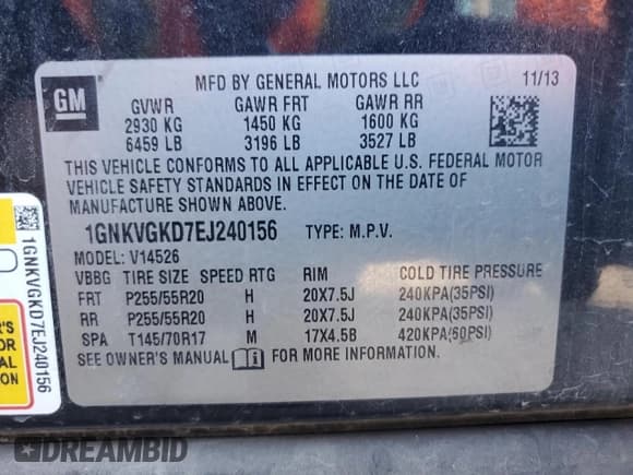 ✅ 2014 Chevrolet Traverse LT • VIN: 1GNKVGKD7EJ240156 • Lot: 82327295. Wystawiony na Copart z przebiegiem 155 726 mil. Bezpłatny archiwum sprzedaży aukcyjnych z USA i szczegółowy raport historii pojazdu na DreamBid. Zdjęcie 13.