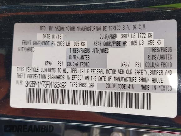 ✅ 2015 Mazda 3 i Grand Touring • VIN: 3MZBM1M79FM183492 • Lot: 42554418. Listed on IAAI with 58,781 mi. Free auction sales archive from the USA and detailed vehicle history report at DreamBid. Image 9.