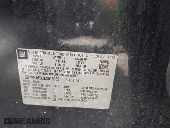 ✅ 2014 Cadillac SRX • VIN: 3GYFNAE33ES518909 • Лот: 42455400. Опубликован ранее на IAAI с пробегом 131 316 миль. Бесплатный доступ к архиву аукционных продаж из США и подробный отчёт об истории автомобиля на DreamBid. Изображение 9.