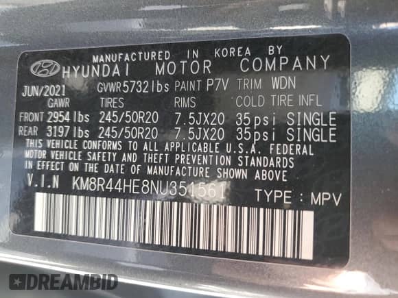 2022 Hyundai Palisade SEL с VIN KM8R44HE8NU351561, выставлен на аукционе Copart как лот 67564814 с пробегом 42 337 миль миль и Списание • Salvage title. История ставок и продаж доступна на DreamBid. Изображение 14.