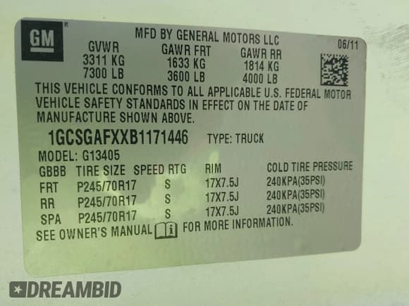 ✅ 2011 Chevrolet Express Cargo • VIN: 1GCSGAFXXB1171446 • Lot: 41779147. Listed on IAAI with 182,578 mi. Free auction sales archive from the USA and detailed vehicle history report at DreamBid. Image 9.