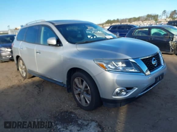 ✅ 2014 Nissan Pathfinder Platinum • VIN: 5N1AR2MM6EC733772 • Lot: 43854712. Listed on IAAI with 123,278 mi. Free auction sales archive from the USA and detailed vehicle history report at DreamBid. Image 1.