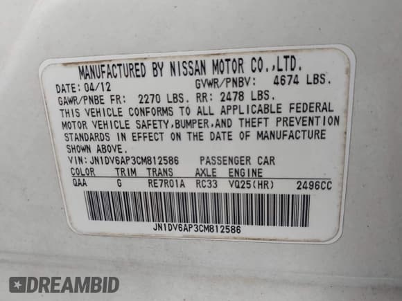 ✅ 2012 Infiniti G25 Journey • VIN: JN1DV6AP3CM812586 • Lot: 43175586. Wystawiony na IAAI z przebiegiem 97 625 mil. Bezpłatny archiwum sprzedaży aukcyjnych z USA i szczegółowy raport historii pojazdu na DreamBid. Zdjęcie 9.