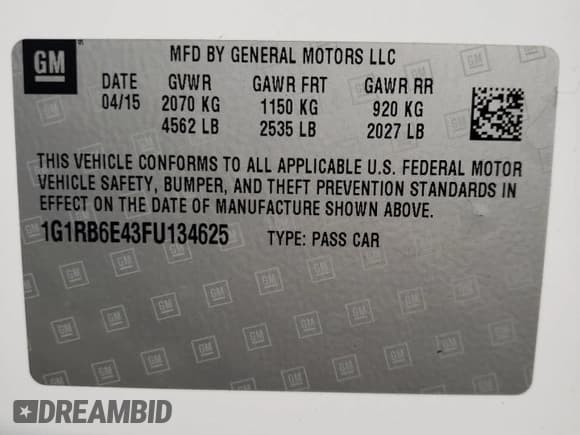✅ 2015 Chevrolet Volt • VIN: 1G1RB6E43FU134625 • Lot: 73718734. Wystawiony na Copart z przebiegiem 134 885 mil. Bezpłatny archiwum sprzedaży aukcyjnych z USA i szczegółowy raport historii pojazdu na DreamBid. Zdjęcie 12.
