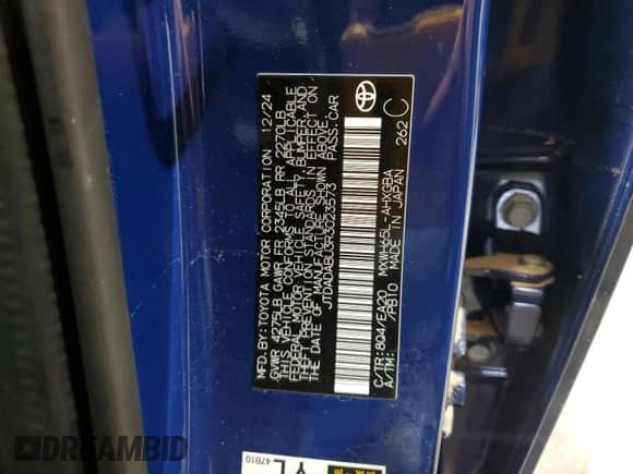 2024 Toyota Prius Limited with VIN JTDADABU3R3023573, listed as a Copart auction lot 80960385 with 5,801 mi miles and Salvage title. Bid and sale history available at DreamBid. Image 12.