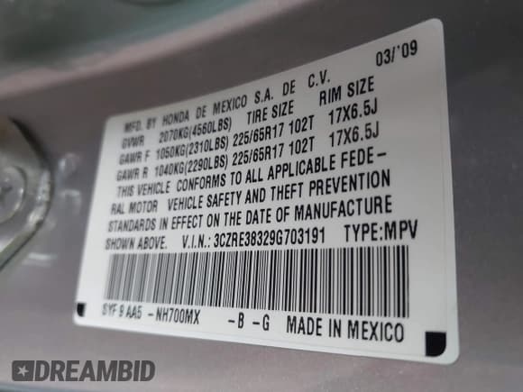 ✅ 2009 Honda CR-V LX • VIN: 3CZRE38329G703191 • Lot: 43432609. Wystawiony na IAAI z przebiegiem 148 567 mil. Bezpłatny archiwum sprzedaży aukcyjnych z USA i szczegółowy raport historii pojazdu na DreamBid. Zdjęcie 9.