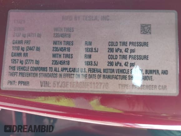 ✅ 2022 Tesla Model 3 • VIN: 5YJ3E1EA6NF112770 • Lot: 43098964. Wystawiony na IAAI z przebiegiem 47 740 mil. Bezpłatny archiwum sprzedaży aukcyjnych z USA i szczegółowy raport historii pojazdu na DreamBid. Zdjęcie 9.