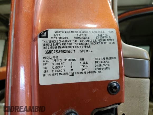 ✅ 2006 Chevrolet HHR LT • VIN: 3GNDA23P16S556071 • Lot: 48346615. Listed on Copart with 198,165 mi. Free auction sales archive from the USA and detailed vehicle history report at DreamBid. Image 14.