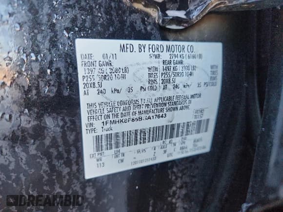 ✅ 2011 Ford Explorer Limited • VIN: 1FMHK8F86BGA17643 • Lot: 92944845. Listed on Copart with 243,053 mi. Free auction sales archive from the USA and detailed vehicle history report at DreamBid. Image 14.