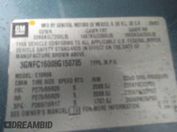 ✅ 2008 Chevrolet Suburban 2LT • VIN: 3GNFC16008G150705 • Lot: 42466375. Listed on IAAI with 237,486 mi. Free auction sales archive from the USA and detailed vehicle history report at DreamBid. Image 9.