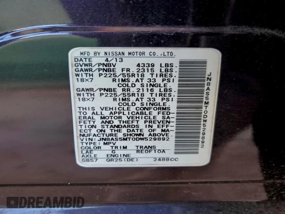 ✅ 2013 Nissan Rogue SV • VIN: JN8AS5MT0DW529892 • Lot: 93791115. Listed on Copart with 65,630 mi. Free auction sales archive from the USA and detailed vehicle history report at DreamBid. Image 12.