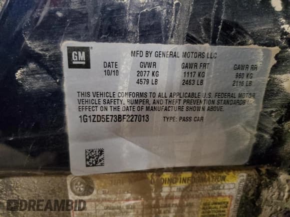 ✅ 2011 Chevrolet Malibu 2LT • VIN: 1G1ZD5E73BF227013 • Лот: 90028245. Опубликован ранее на Copart с пробегом 207 701 миль. Бесплатный доступ к архиву аукционных продаж из США и подробный отчёт об истории автомобиля на DreamBid. Изображение 13.
